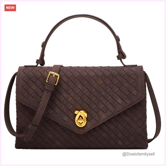Woven Crossbody Bag PU Leather Hobo Purse Tote Shoulder Bag Work Travel